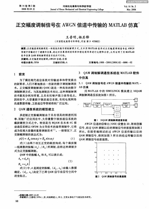 正交幅度调制信号在AWGN信道中传输的MATLAB仿真