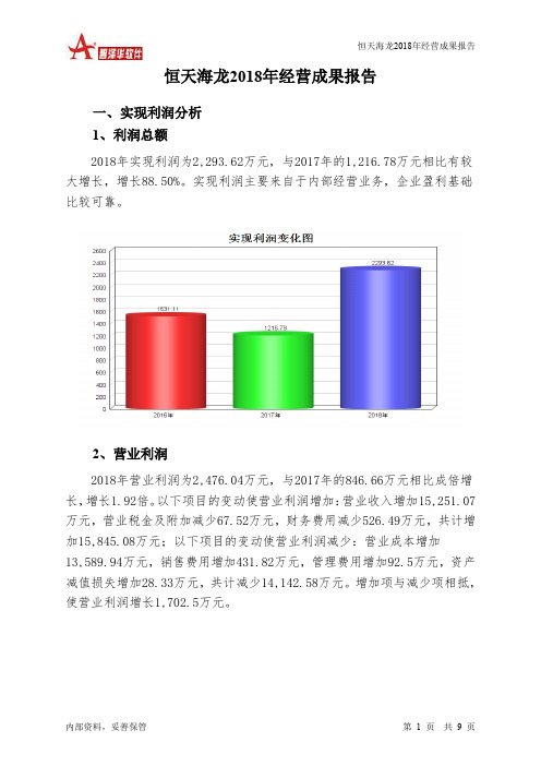 恒天海龙2018年经营成果报告-智泽华