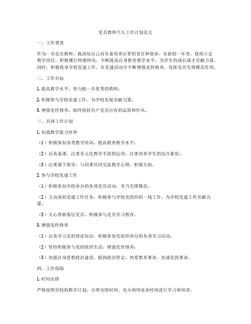 党员教师个人工作计划范文