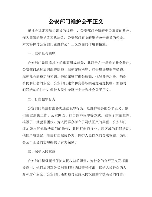 公安部门维护公平正义