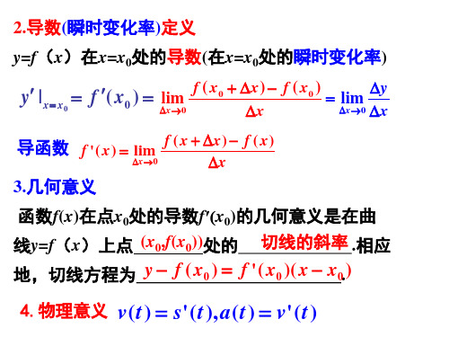 变化率与导数导数的计算