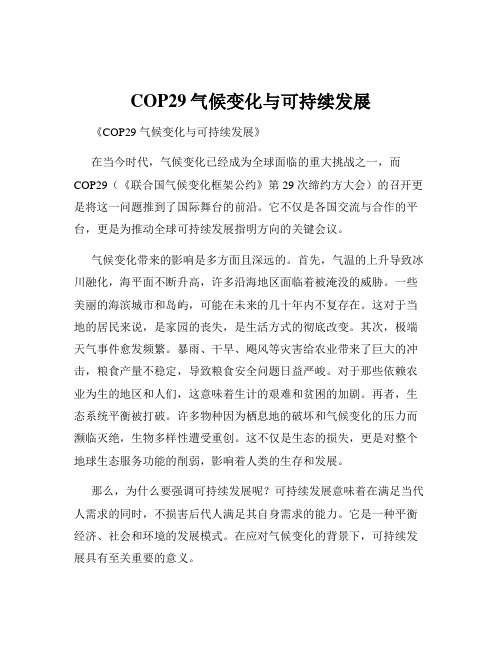 COP29气候变化与可持续发展