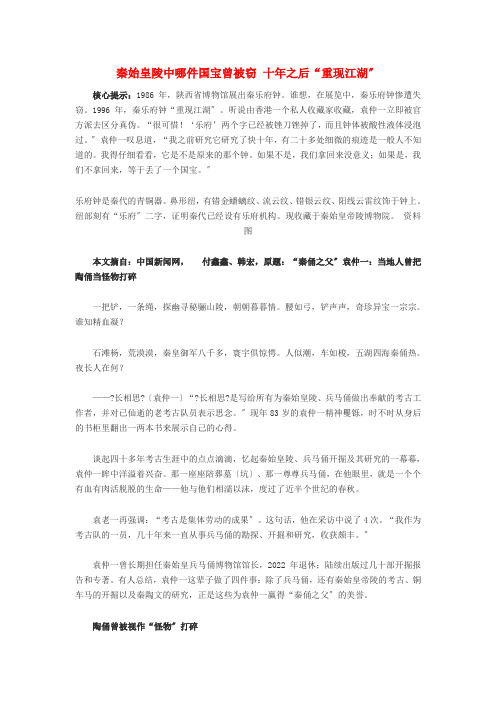 高中历史之历史百科秦始皇陵中哪件国宝曾被窃十年之后重现江湖素材