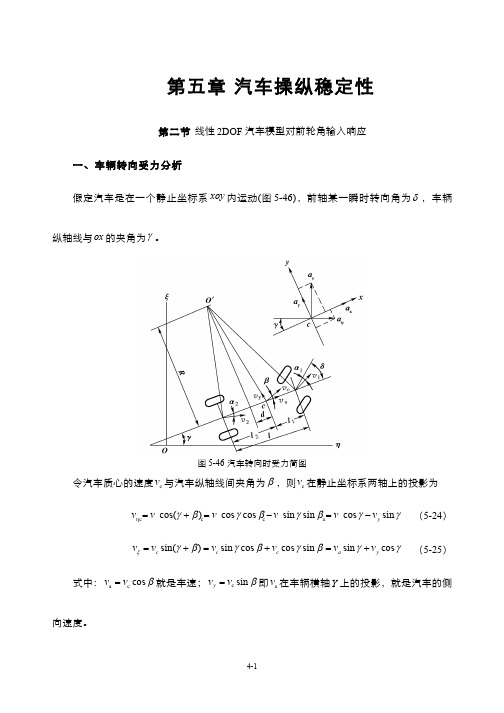 线性2DOF汽车模型对前轮角输入响应(教案)