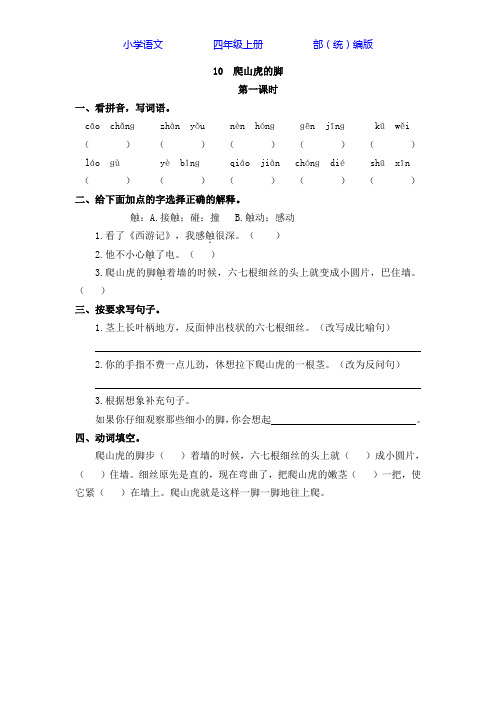 部编版语文四年级上册10 爬山虎的脚-课时练同步练习(附答案)