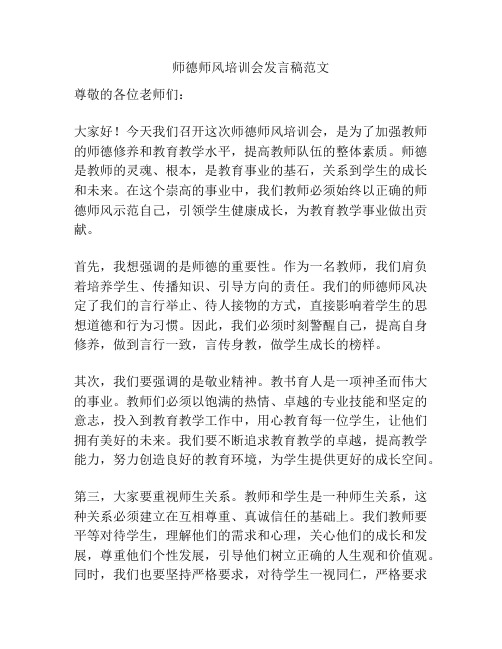 师德师风培训会发言稿范文