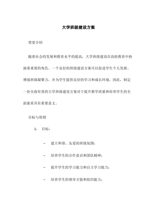 大学班级建设方案