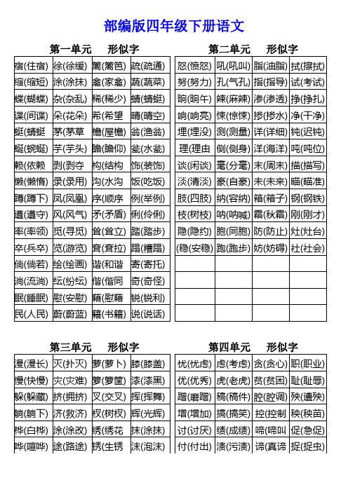 部编版四年级下册语文    形似字