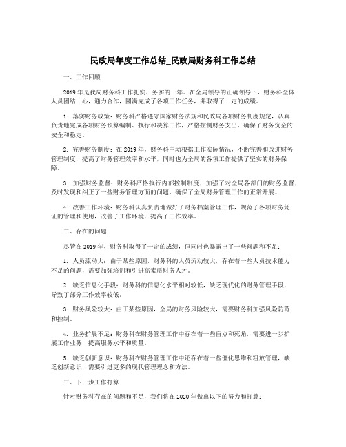 民政局年度工作总结_民政局财务科工作总结