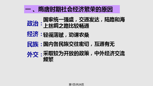 学习目标隋唐时期社会经济繁荣的原因隋唐时期社会经济繁荣的PPT课件