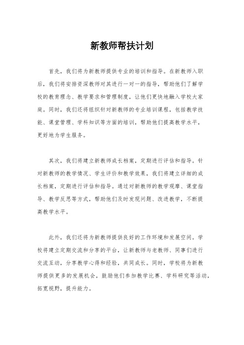 新教师帮扶计划