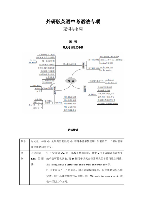 外研版英语中考语法专项——冠词与名词 知识梳理+实战演练(含答案)