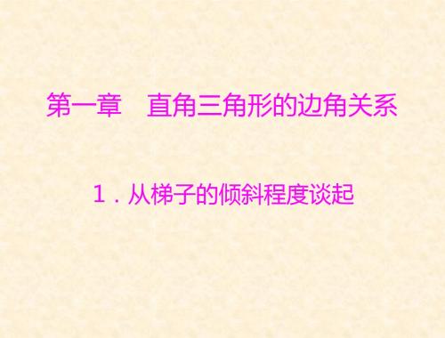 数学九年级 下册：第一章 1.从梯子的倾斜程度谈起 配