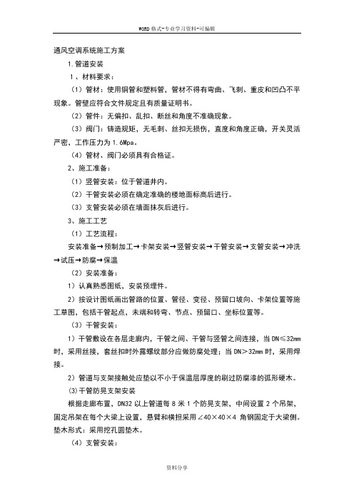 通风空调系统施工方案