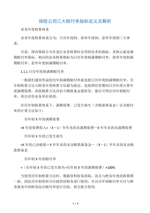 保险公司三大赔付率指标定义及解析