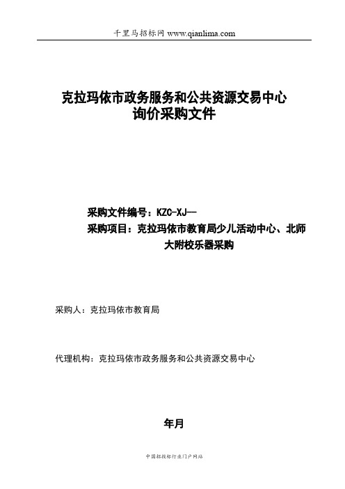 教育局少儿活动中心、乐器采购招投标书范本