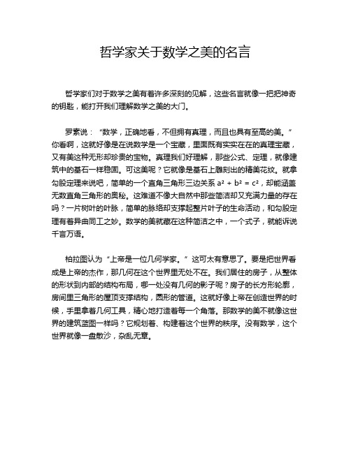 哲学家关于数学之美的名言