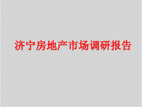 济宁房地产市场调研报告