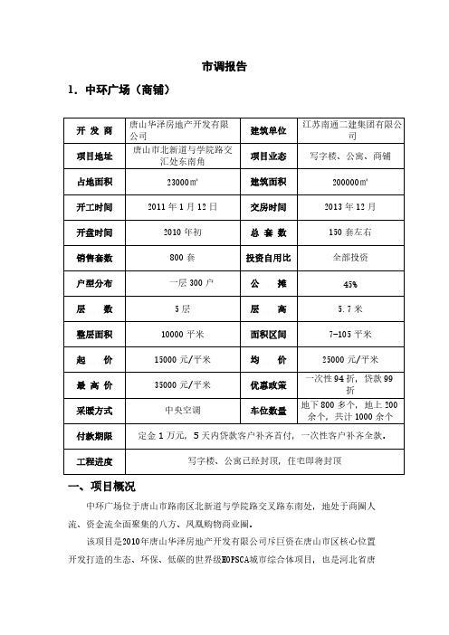 [VIP专享]唐山2014年重点商业地产项目市调报告