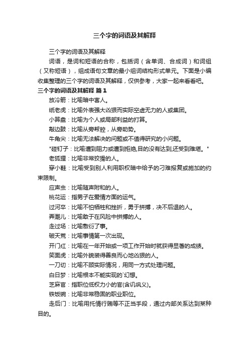 三个字的词语及其解释