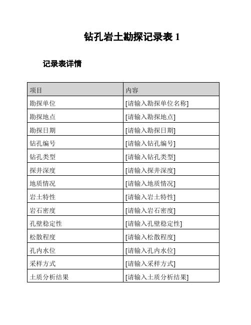 钻孔岩土勘探记录表1