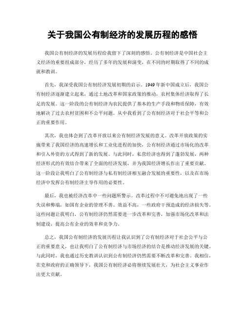 关于我国公有制经济的发展历程的感悟