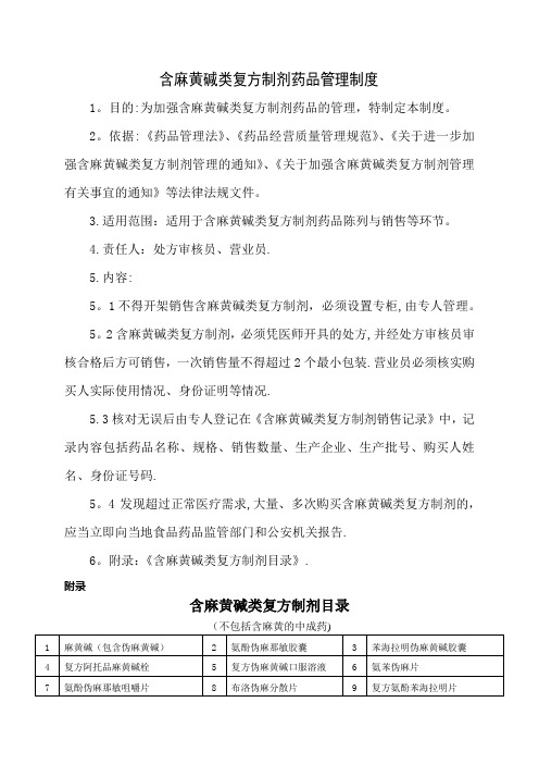 含麻黄碱类复方制剂药品管理制度