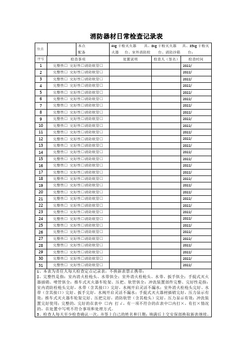 消防器材日常检查记录表