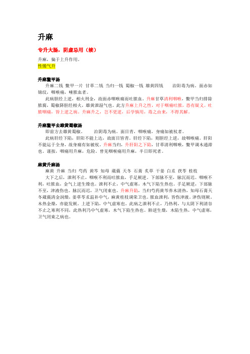 圆运动所涉药品归纳--升麻