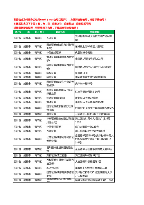 2020新版四川省成都市青羊区证券工商企业公司商家名录名单黄页联系电话号码地址大全48家