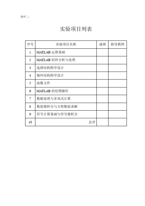 《数学软件》实验报告-函数文件