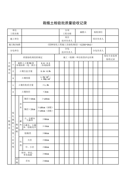 园林绿化工程施工及验收规范表格全)