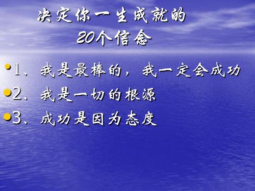 决定你一生成就的20个信念