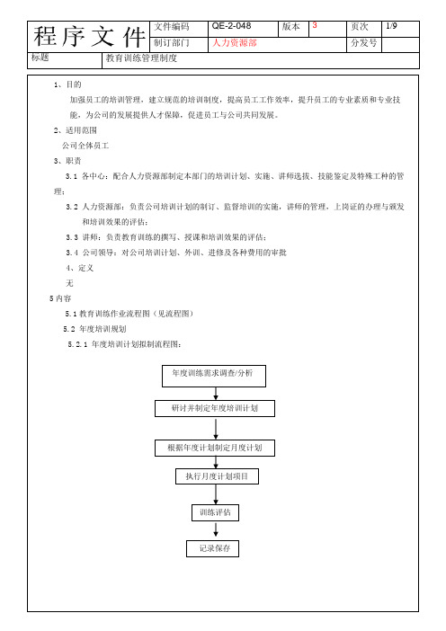 教育训练管理制度