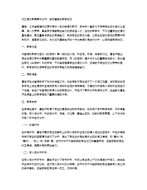 初三语文教案案例分析：探究唐雎的教学技巧