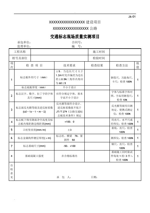 公路工程交安设施表