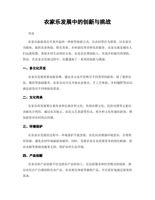 农家乐发展中的创新与挑战