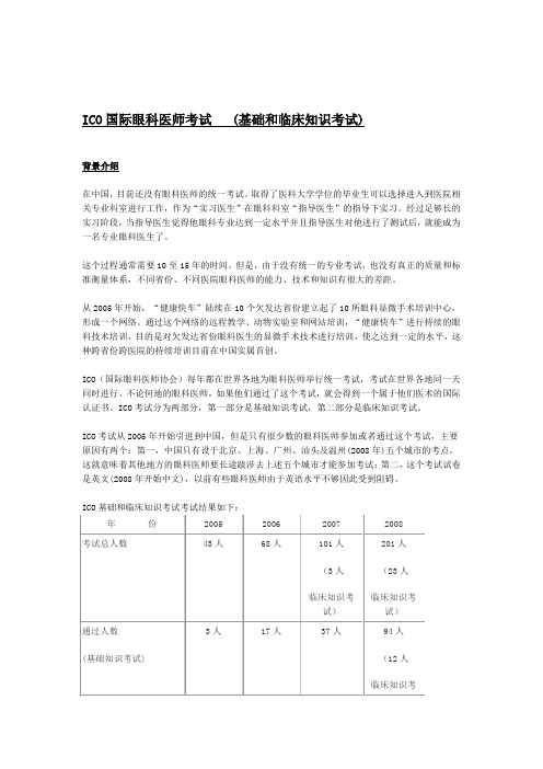 ICO国际眼科医师考试基础和临床知识考试