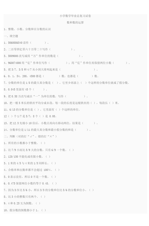 小学数学毕业总复习试卷