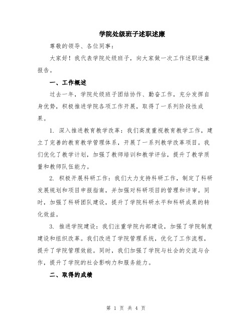 学院处级班子述职述廉