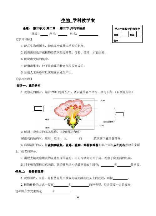 【七年级生物学案】开花和结果