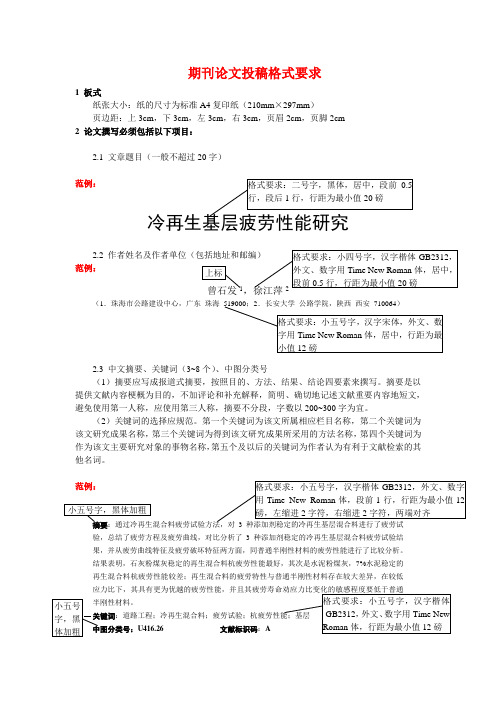 期刊论文投稿格式要求