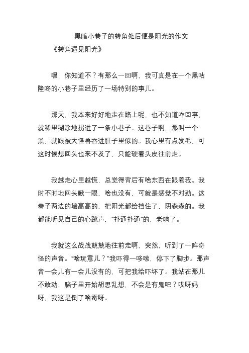 黑暗小巷子的转角处后便是阳光的作文