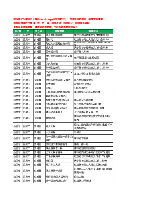 2020新版山西省吕梁市交城县火锅店工商企业公司商家名录名单联系电话号码地址大全60家