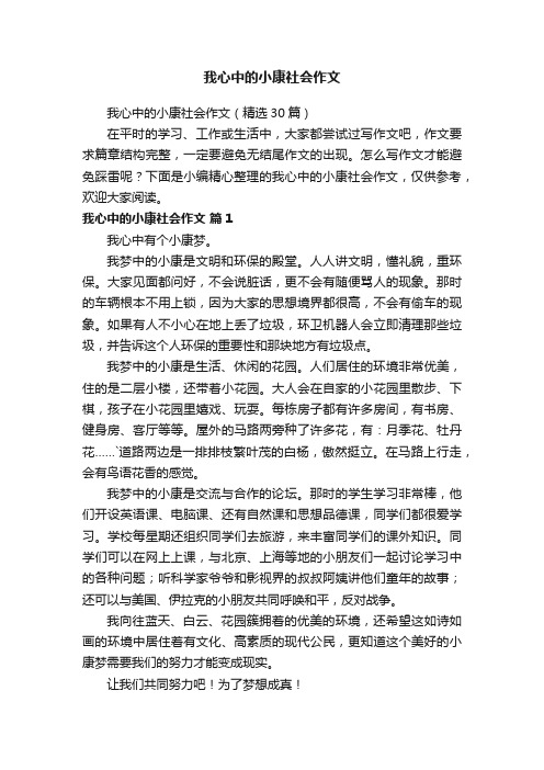 我心中的小康社会作文（精选30篇）