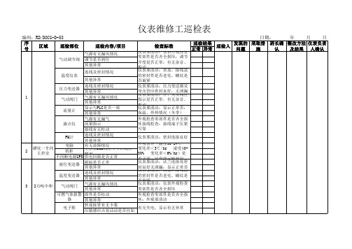 仪表工巡检表格