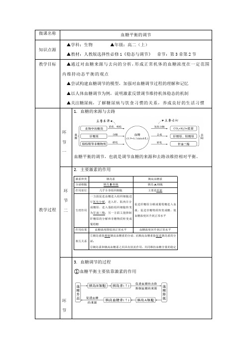 血糖平衡的调节  教学设计