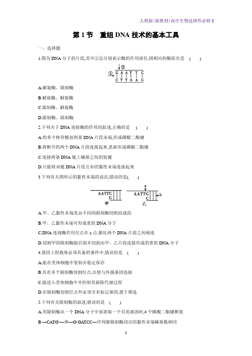 人教版(新教材)高中生物选择性必修3课时作业4：3 1 重组DNA技术的基本工具