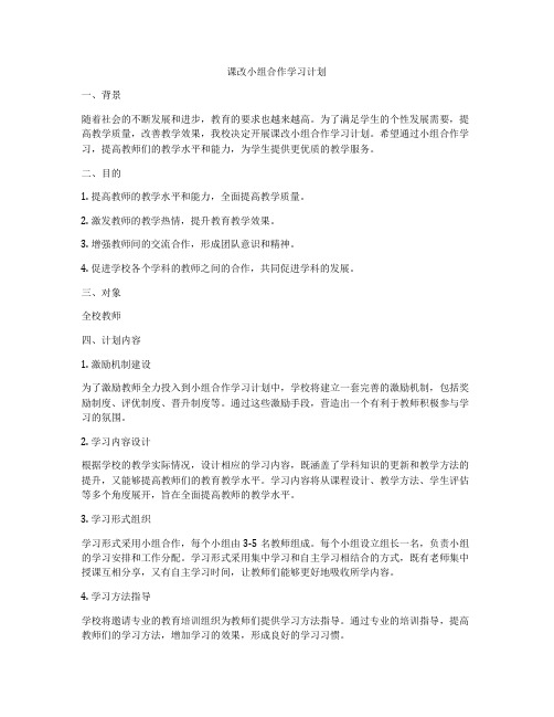 课改小组合作学习计划