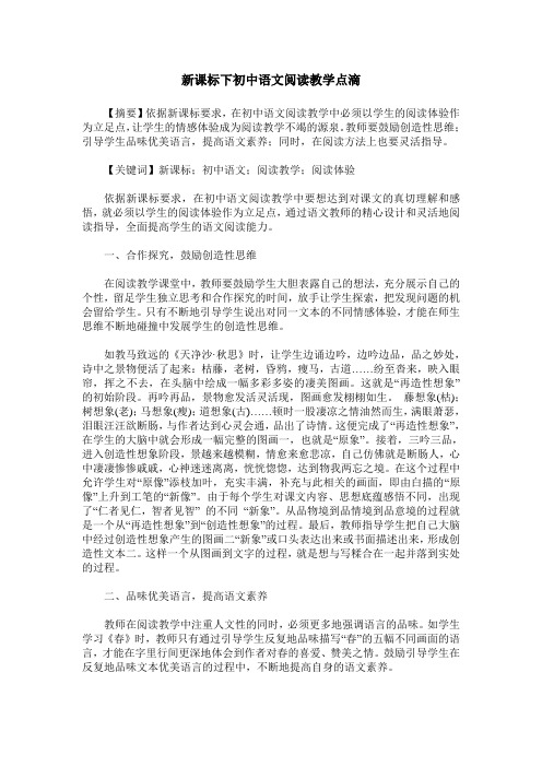 新课标下初中语文阅读教学点滴